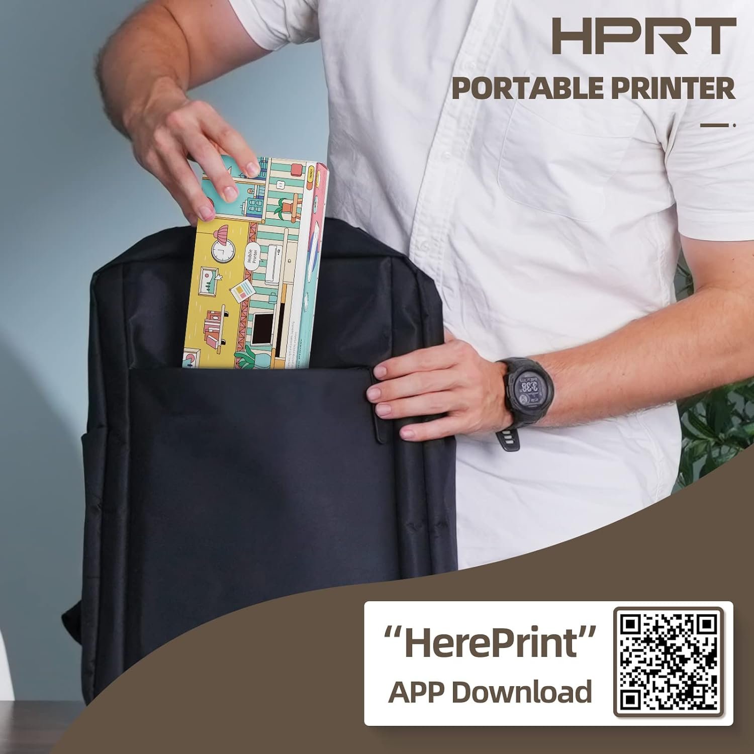 HPRT Portable Travel Printers MT810 - Thermal Inkless Home Use Compact Printer - Paper Rolls Mobile Printing for Car  Office - Bluetooth Wireless Printer Compatible with iOS Android Phone  Laptop