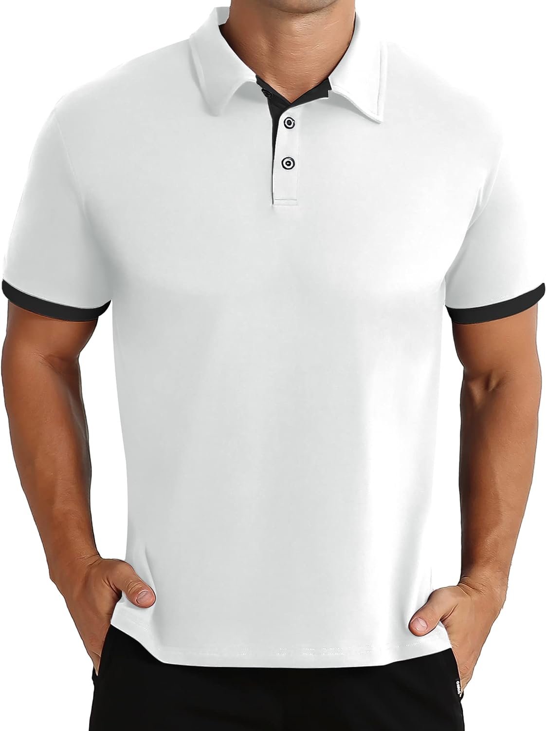 NITAGUT Mens ShortLong Sleeve Polo Shirt Casual Slim Fit Polo Tee Basic Designed Cotton Shirt for Man