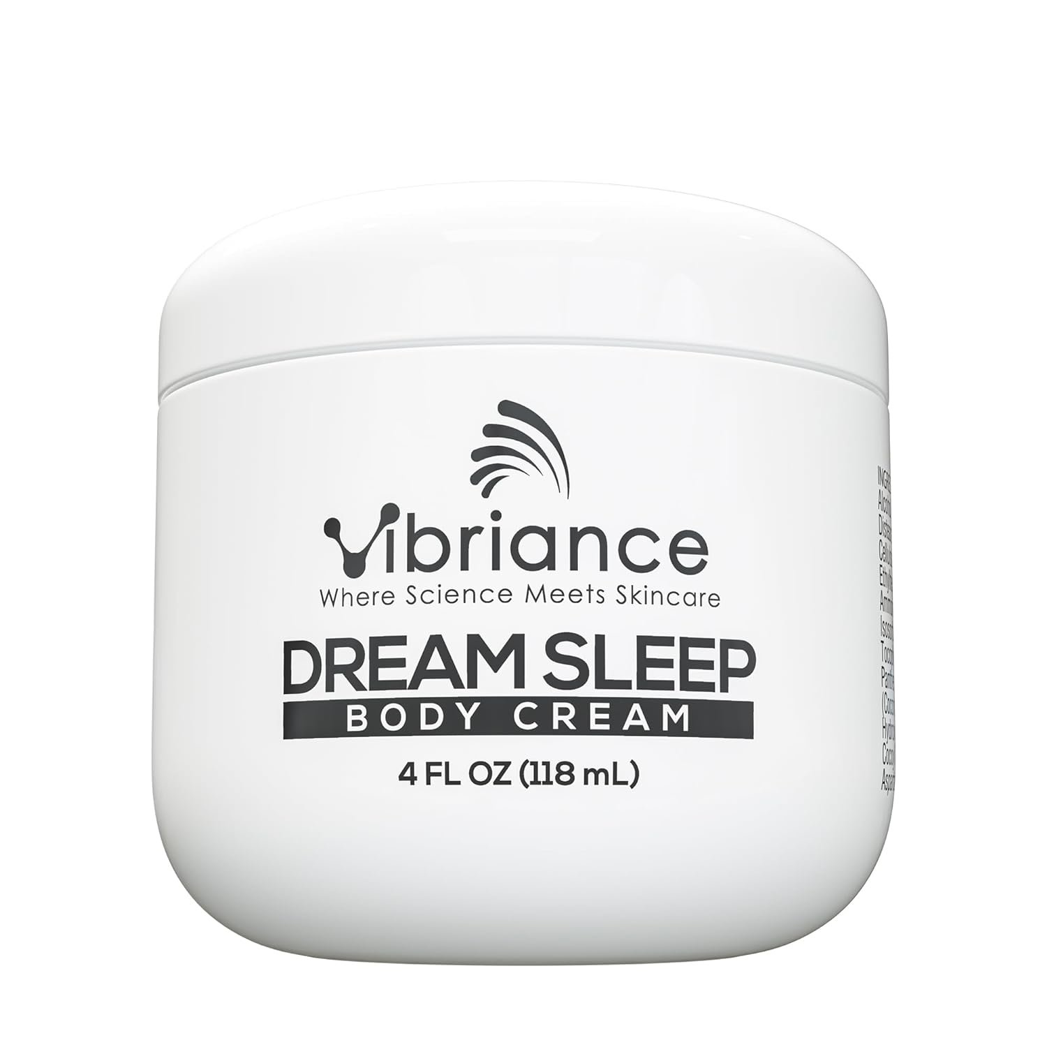 Vibriance Moisturizing Dream Sleep Body Cream, Fluffy Full Body Dry Skin Moisturizer for Relaxation and Rejuvenation, Soothes Skin, 4 fl oz (118 ml)